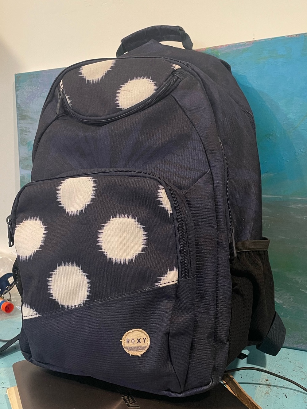 Navy Roxy Polka Dot Backpack / School bag